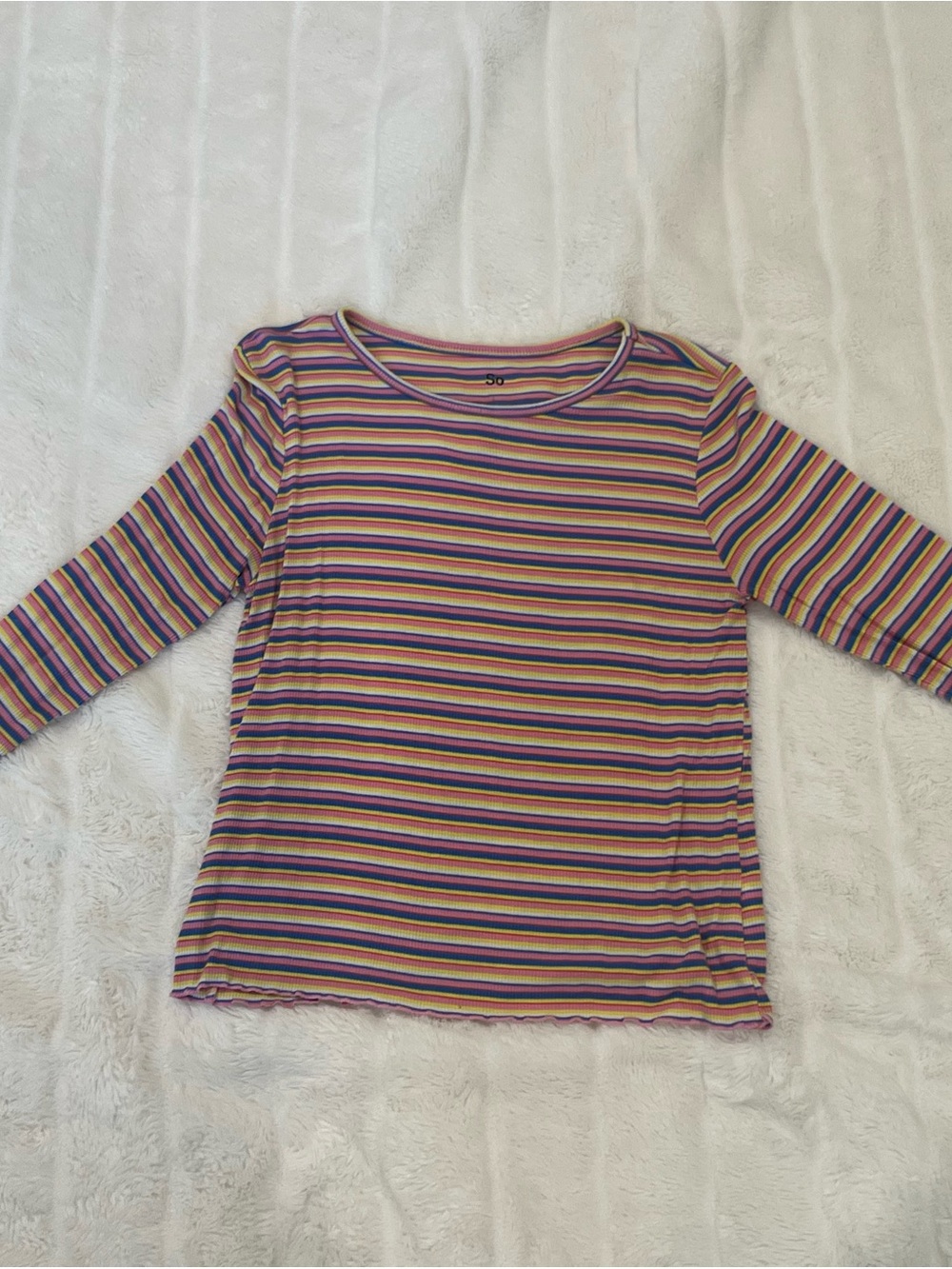 SO Girls' Striped Long-Sleeve Top - Purple, Pink, Yellow, Green, Blue